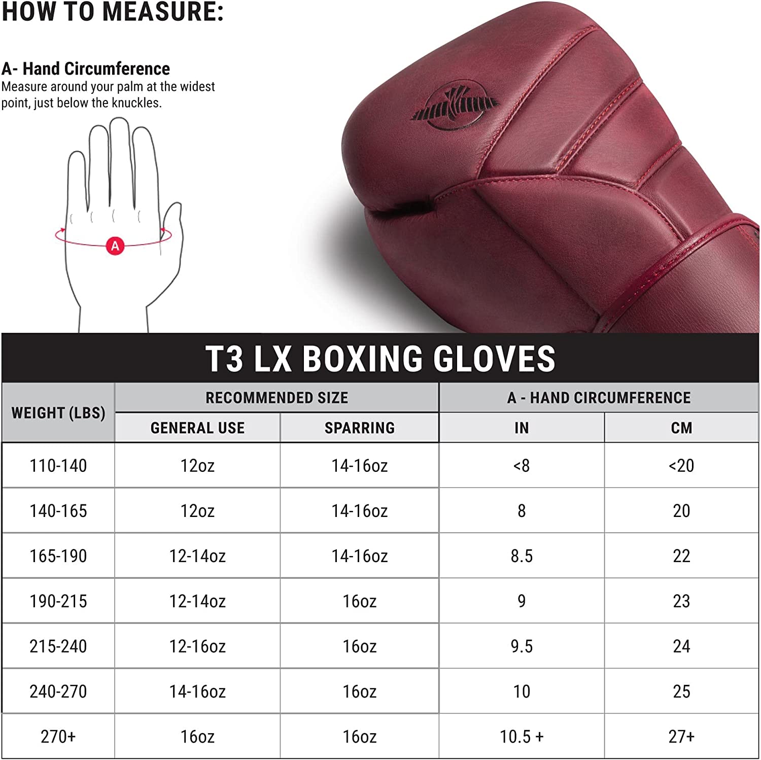 Hayabusa T3 LX Leather Boxing Gloves size
